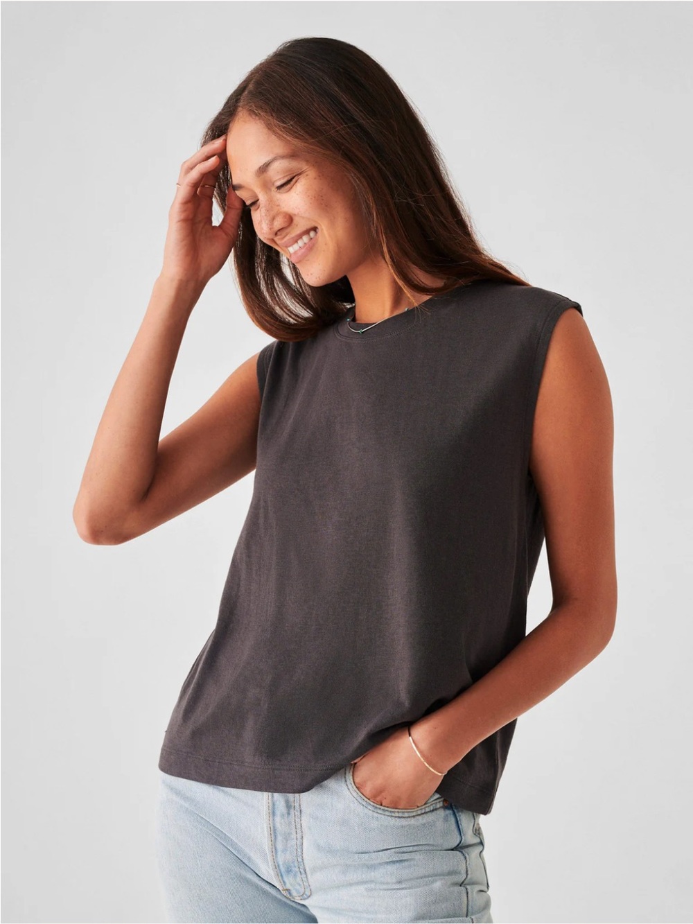 Faherty Cloud Muscle Tee Modal Washed Black Size Small